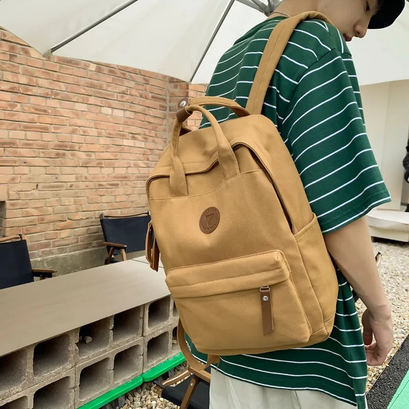 College Male Canvas Backpack Female Retro Travel Book Bag l Laptop Student Fashion Mens And Womens School Bag 240822