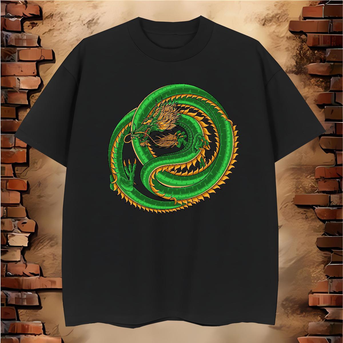 Free Shipping dragon T shirt Casual Men Tops Tees 100% Cotton 230g Casual New O-Neck Short Sleeve Oversized 3XL 4XL Top Tees