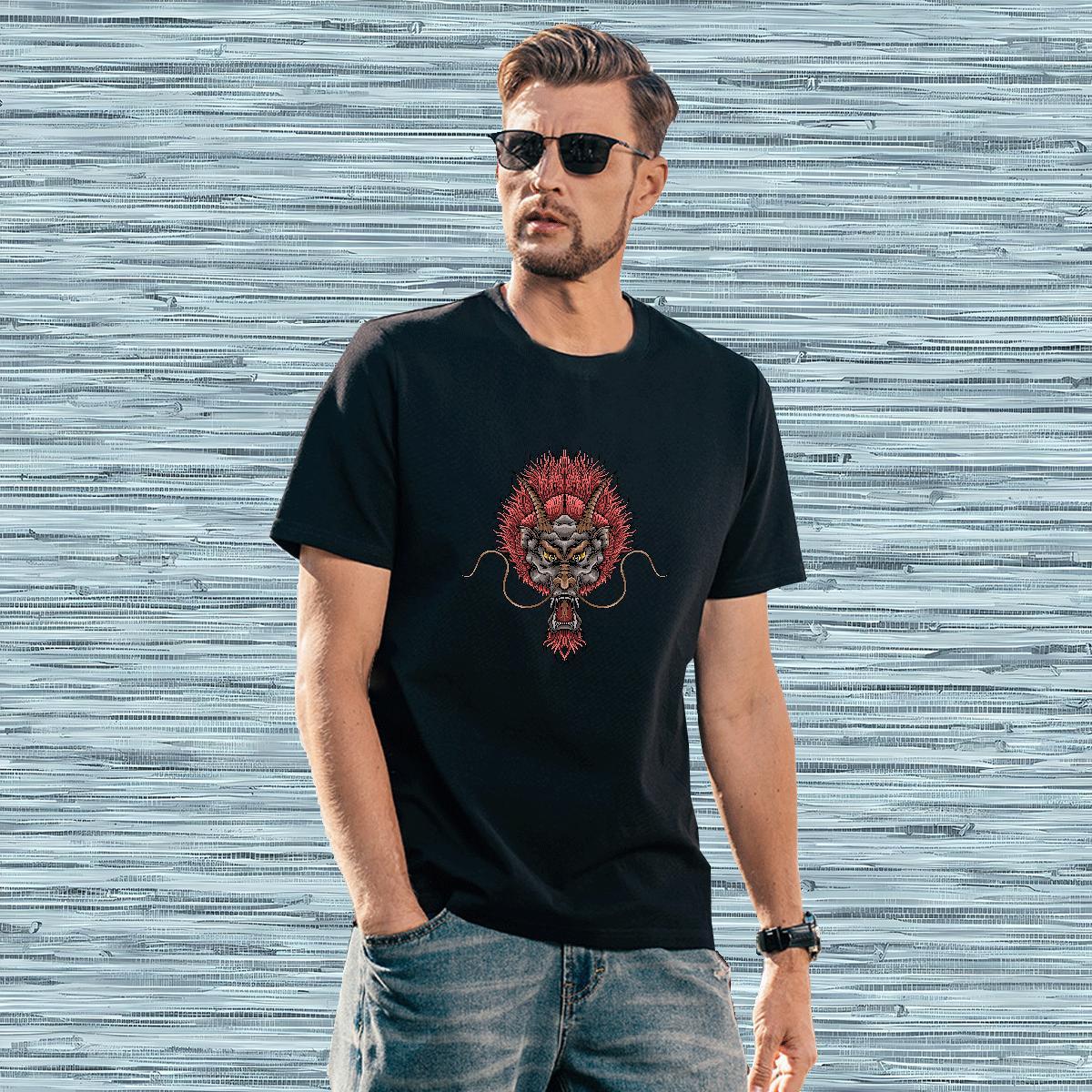 2024 DIY Sports Casual Men Tshirts dragon Short Sleeve O-Neck 100% Cotton 230g Man T Shirts Designer Customized Print Top Tees