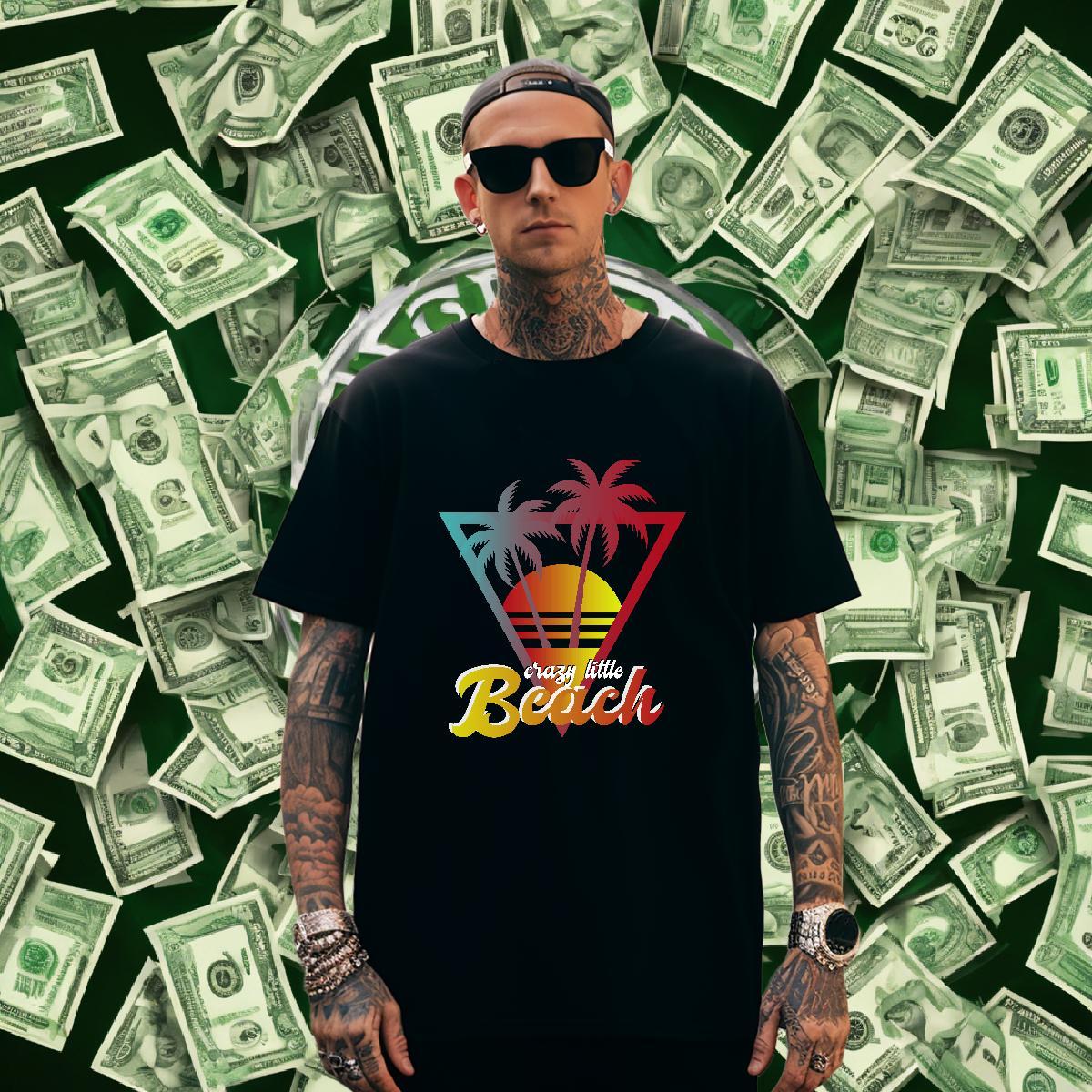 Free Shipping Mens Tshirts Summer Casual 230g Pure Cotton Custom Printing Crew Neck beach Mens T Shirts Customized Clothings