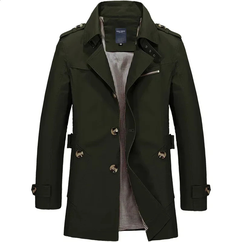 Mens Business Windbreaker Long Jackets Men Cotton Trench Coats Casual Spring Autumn Fashion Male Suit Streetwear Blazers 240822
