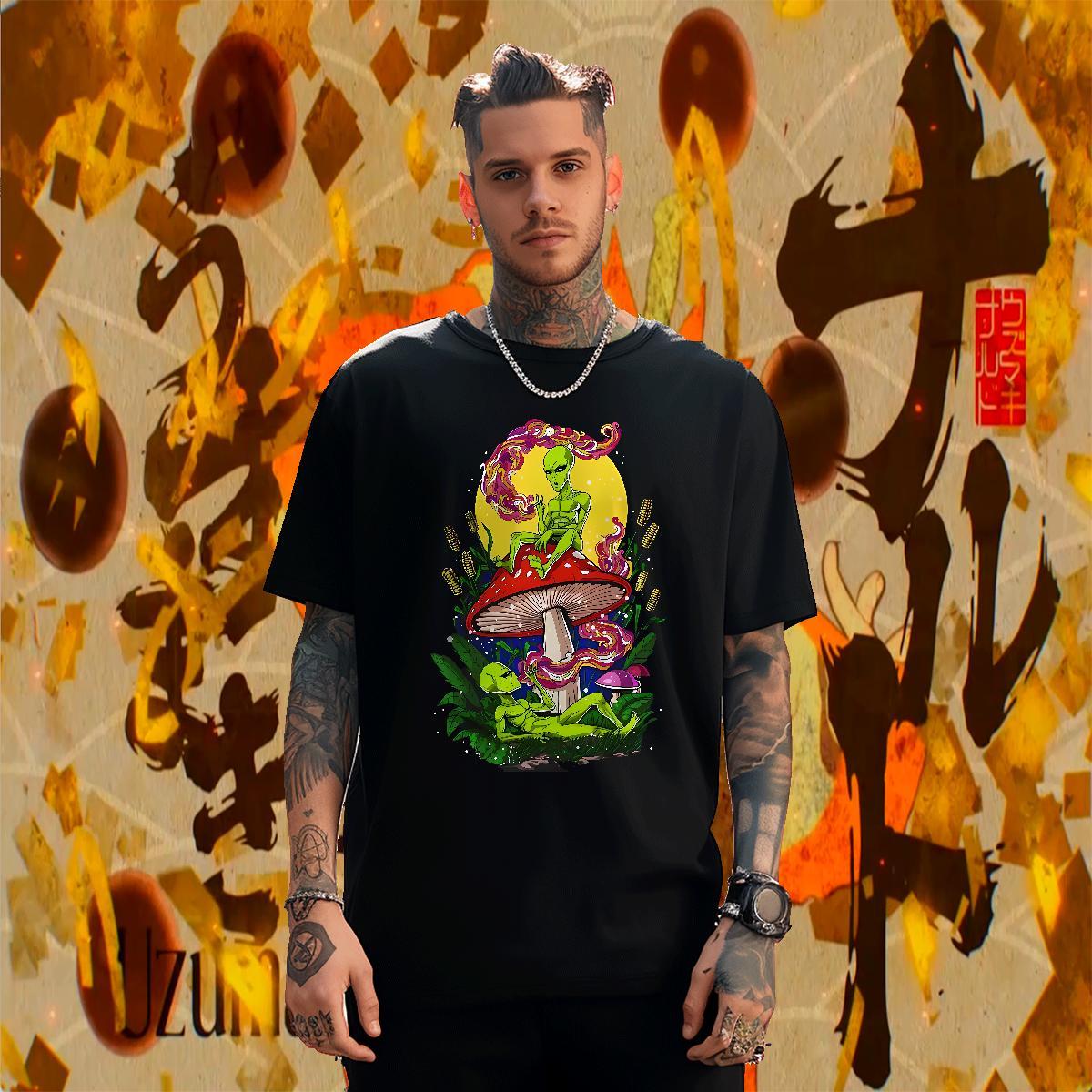 Wholesale Mens Tshirts Sports Casual 230g Cotton Black White O Neck Short Sleeves mushroom Man T Shirts New Designer Clothings