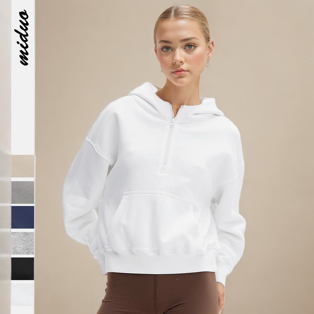 Personalized fashion brand half zip fashionable loose fitting pullover hoodie, long sleeved top dongdumaoyi