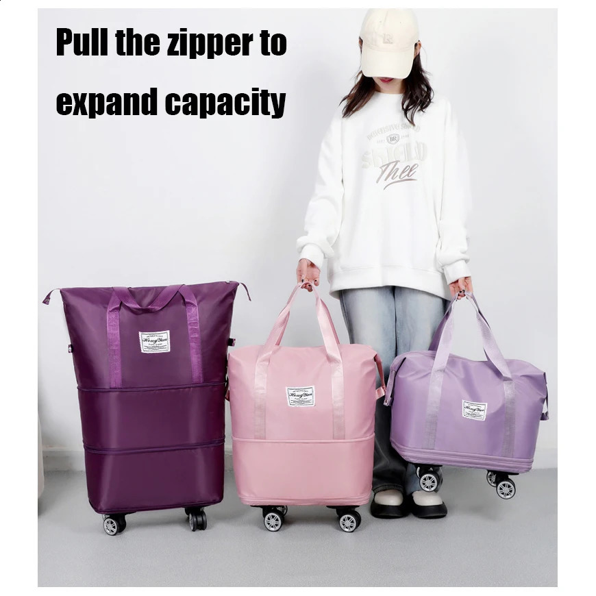 Travel fitness Oxford cloth large capacity foldable waterproof dry wet separation wheel detachable storage bag handbag 240821