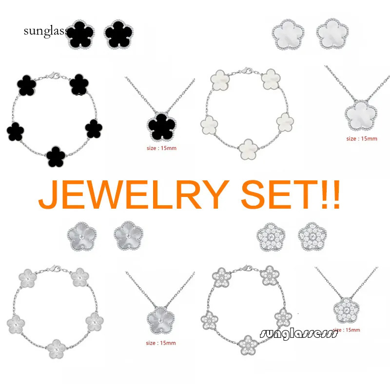 bracelet necklace lucky earring mother of pearl jewelry Wedding jewlery designer for women sier set clover earrings mammy gift