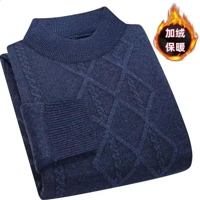 Mens Autumn Winter Warm Sweater Solid Pullovers Male Thick Jumpers Knitwear Round Neck Casual Clothing Knitted Sweater Men 240821