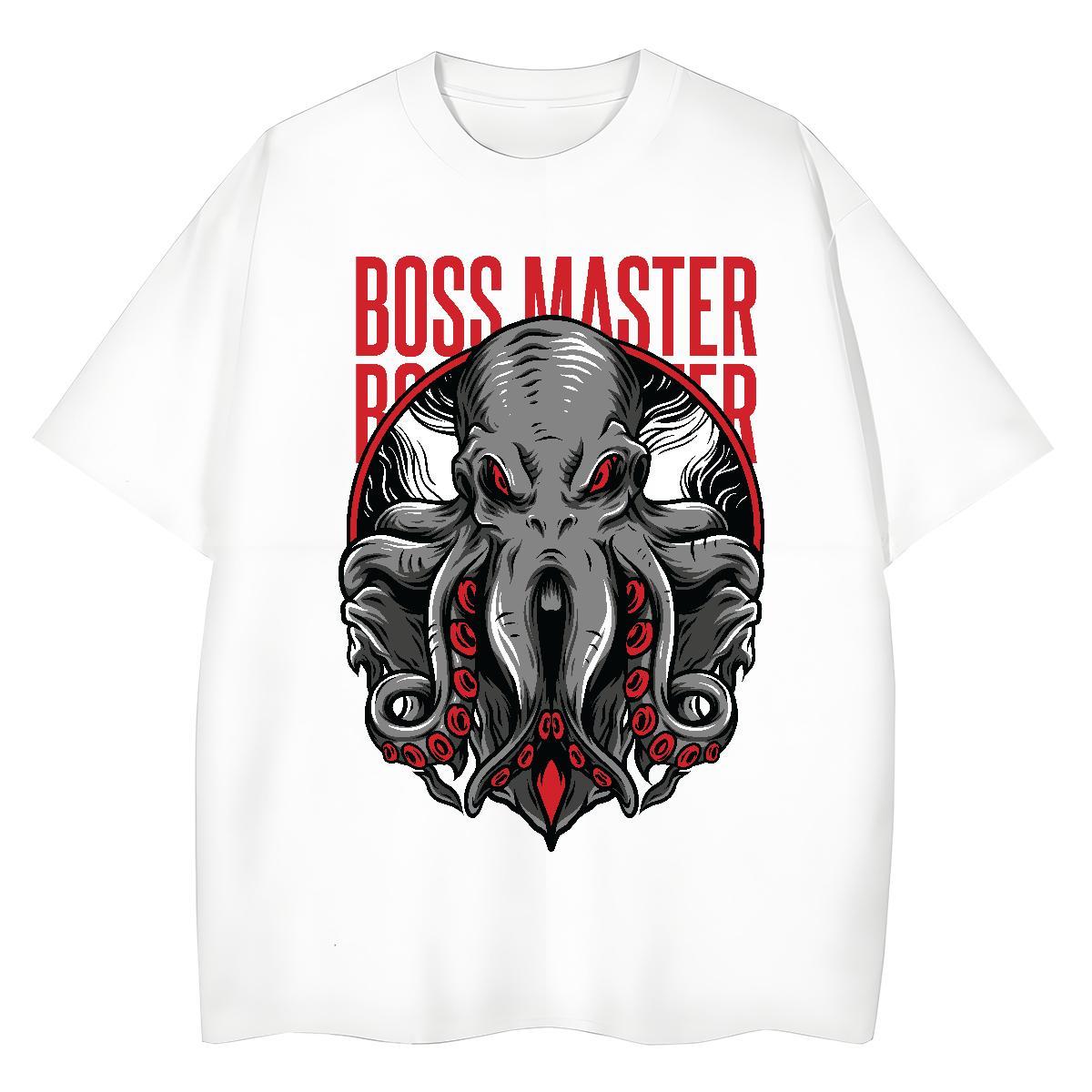 Popular Men Tshirts Beach 230g Pure Cotton Black White Crew Neck Breathable Terror octopus Mens T Shirts 2024 Tops Shirt