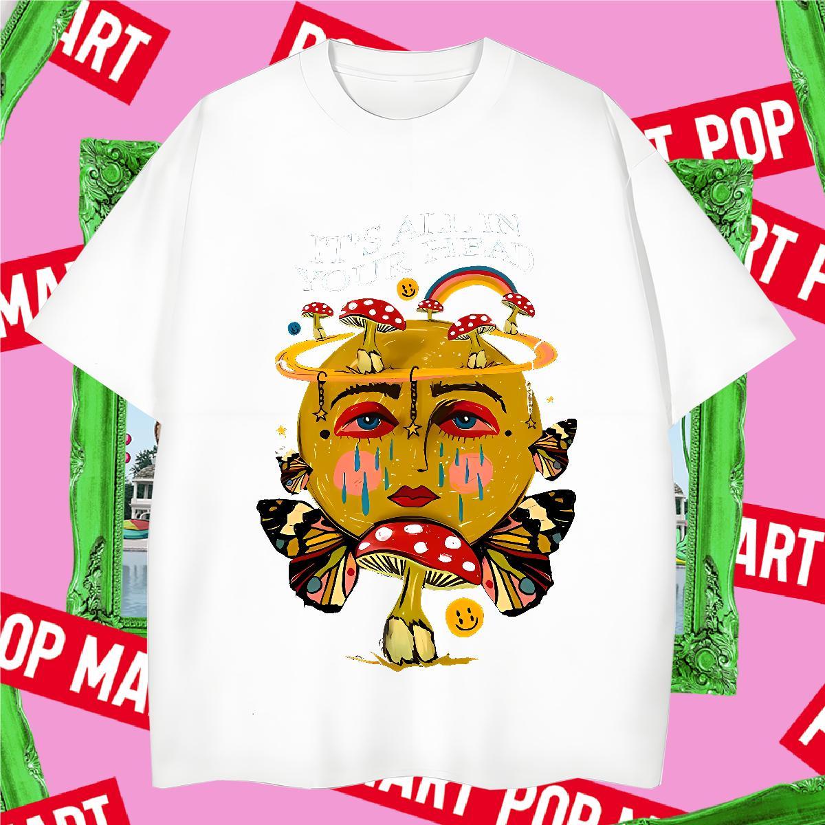 DIY Customized mushroom Couples T Shirts 230g Cotton Man T Shirts Custom Printing Anime Printing Street Breathable Soft Classic Polos