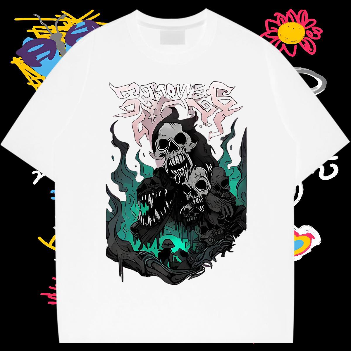 Cool Design Mens T Shirts 230g Cotton skull Sport White Plus Size Breathable Men Tshirts New Arrival Polos