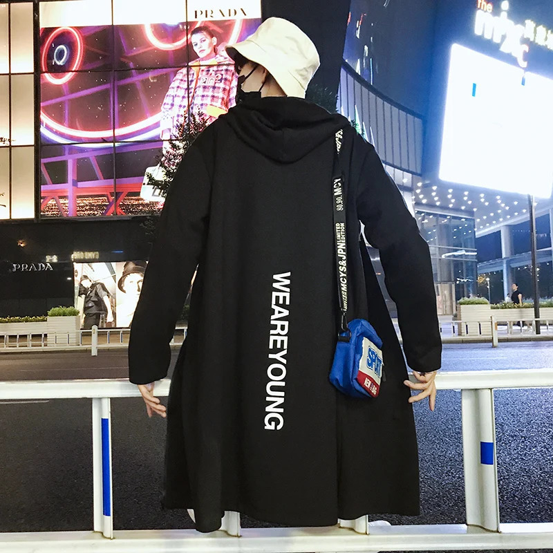 spring and autumn long windbreaker mens thin coat trend Korean slim jacket coat 240822