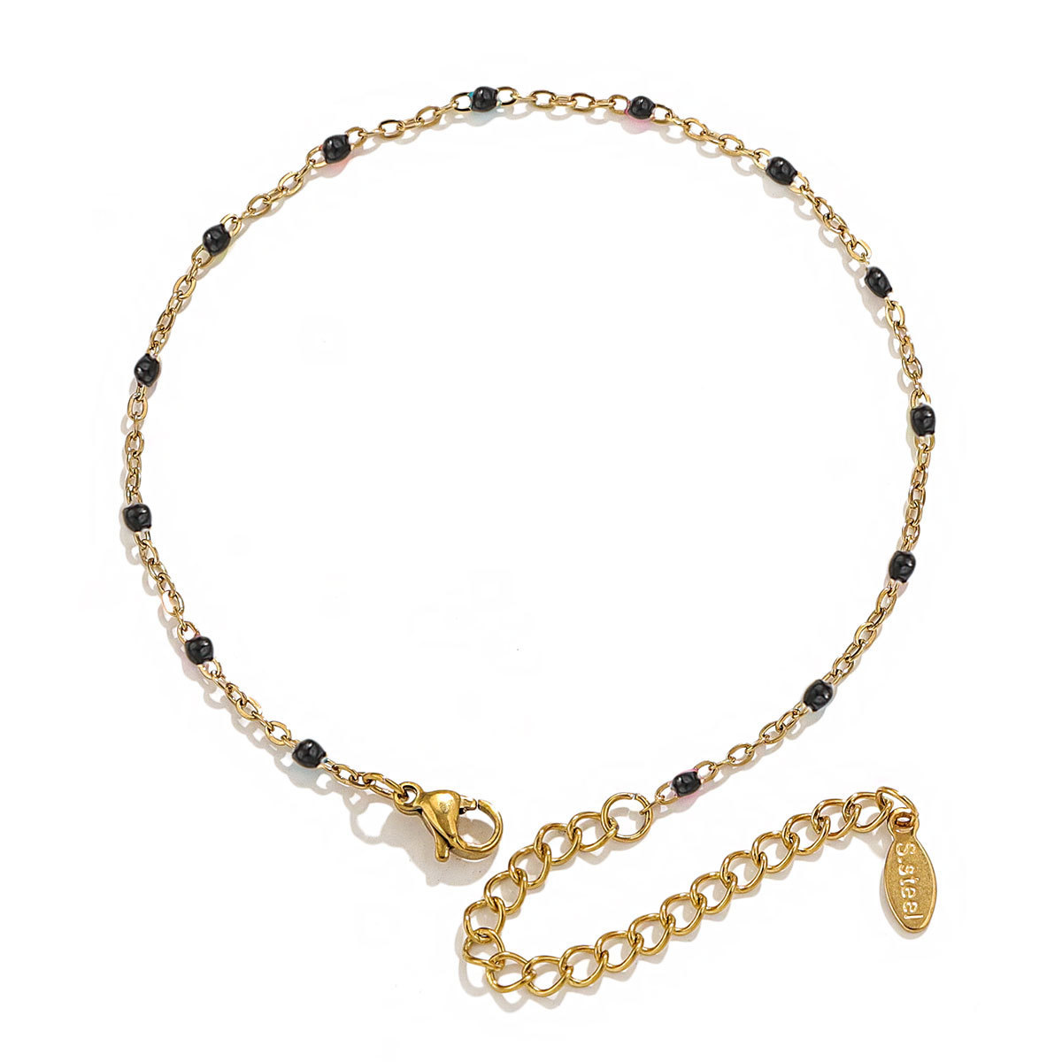 Drip oil bracelet titanium steel niche design enamel cross chain bead jewelry bracelet