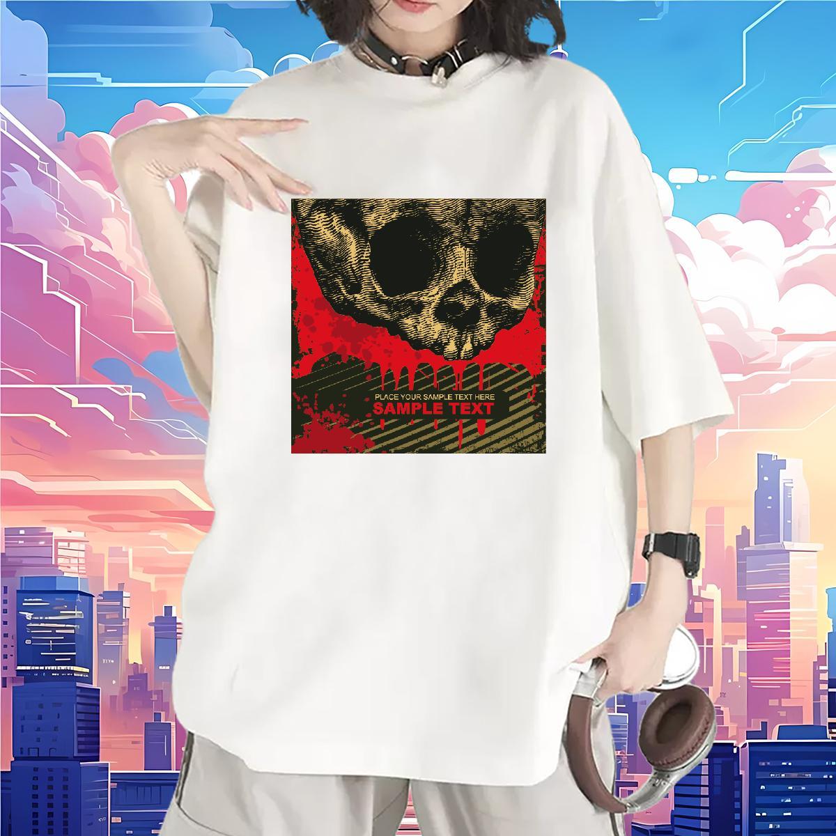 5A Tshirt for Man Woman 230g Cotton scary Beach T-Shirts Short sleeve Soft Plus Size Cartoon Tees Shirts