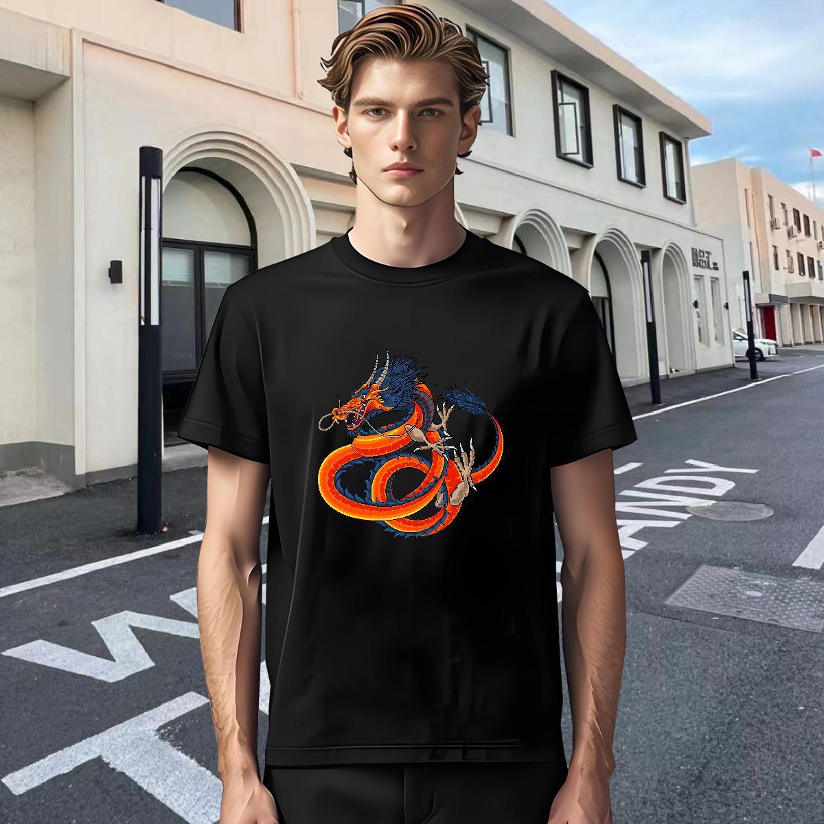 Designer Men Clothes T-Shirt Street Wear 100% Cotton 230g Customized Print O Neck Short Sleeves dragon T shirt Classic Clothings