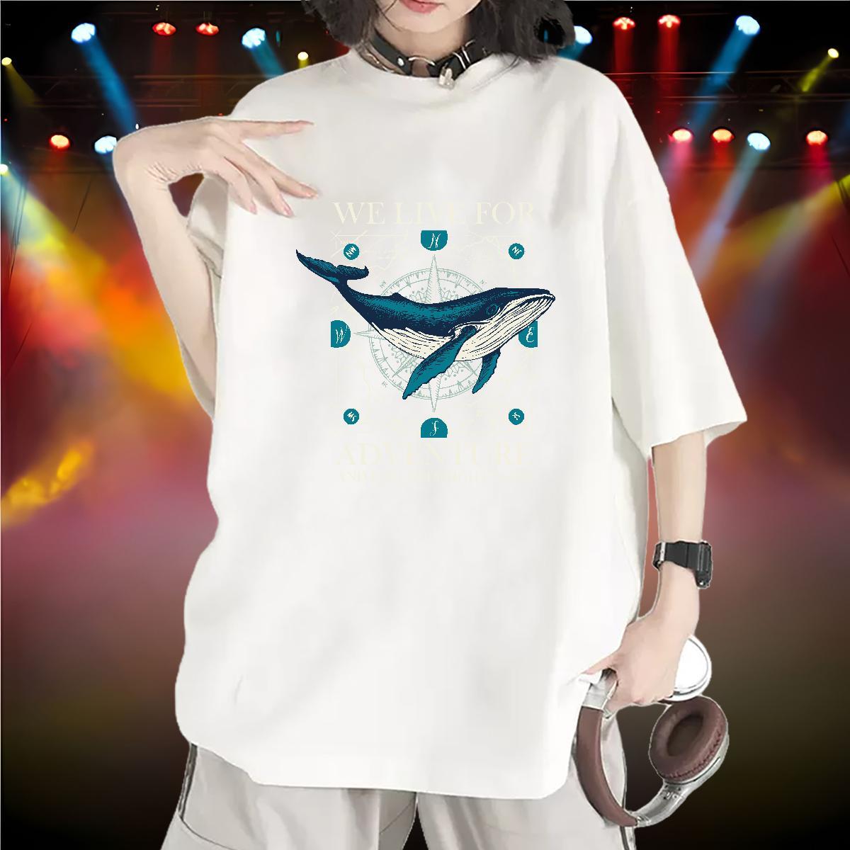 New Woman T Shirts Round Neck Short Sleeve 230g 100% Cotton Womens Tshirts Oversized fish Outdoor Designer Nice Polos