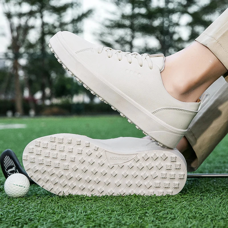 Men Women Golf Shoes Breathable Leather Training Sneakers Spikeless Trainers Laceup Business Casual Travel 240821
