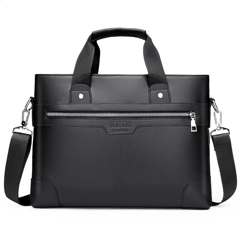 Briefcase European and American Mens Business Handbag Shoulder Crossbody Horizontal Computer Bag 240821