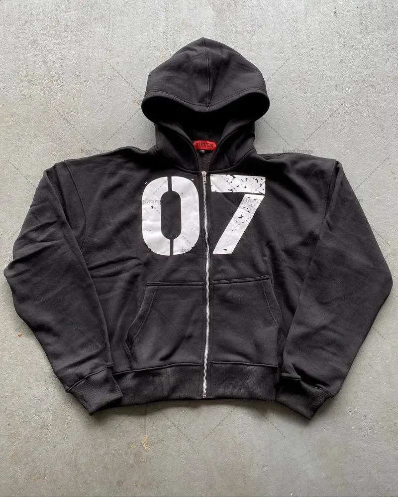 European and American fashion clothing hiphop punk letter printed zipper hoodie mens Y2K casual oversized sportswear 240821