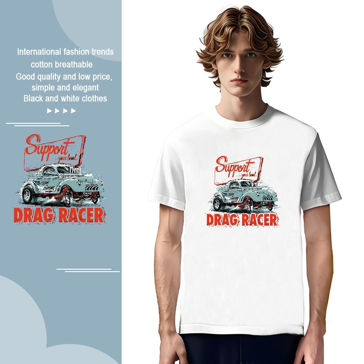 Wholesale car T-Shirts for Men Sports Casual Tshirts 230g Cotton 2024 DIY Breathable Crew Neck DIY Printed Tee Shirt