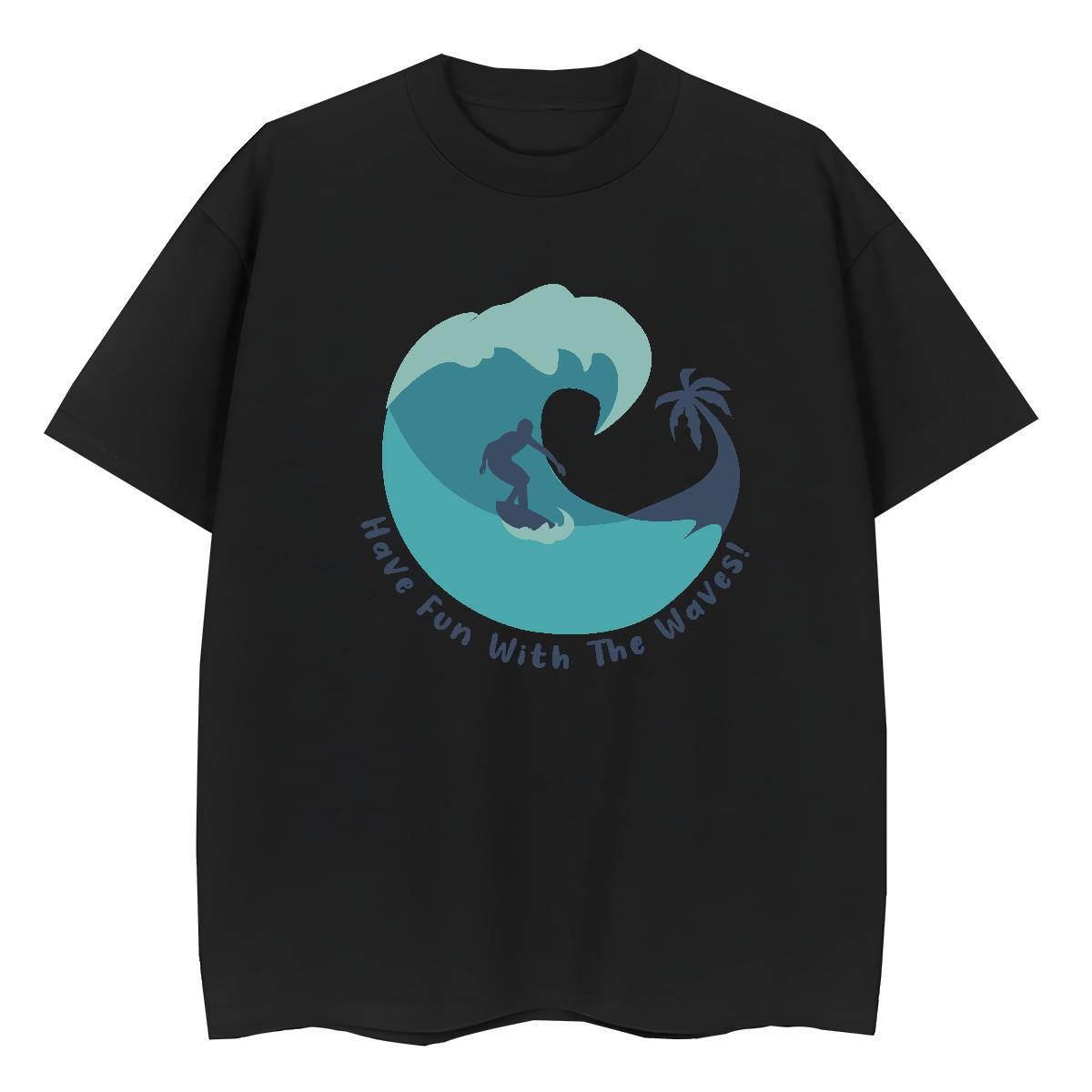 Designer Nice Womens Tshirts 230g 100% Cotton wave Daily Outfit Women T Shirts Breathable Short Sleeve Anime Print Wear