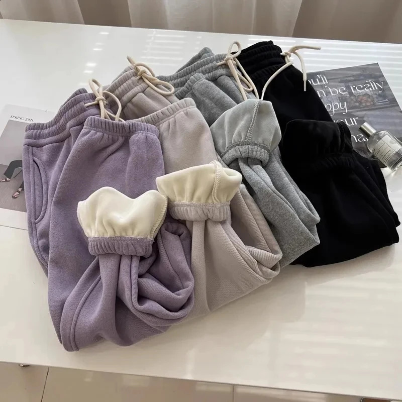 Autumn High Waist Casual Harem Pants Women Fashion Winter Thick Warm Loose Sweatpants Y2K Streetwear Drawstring Joggers Trousers 240821