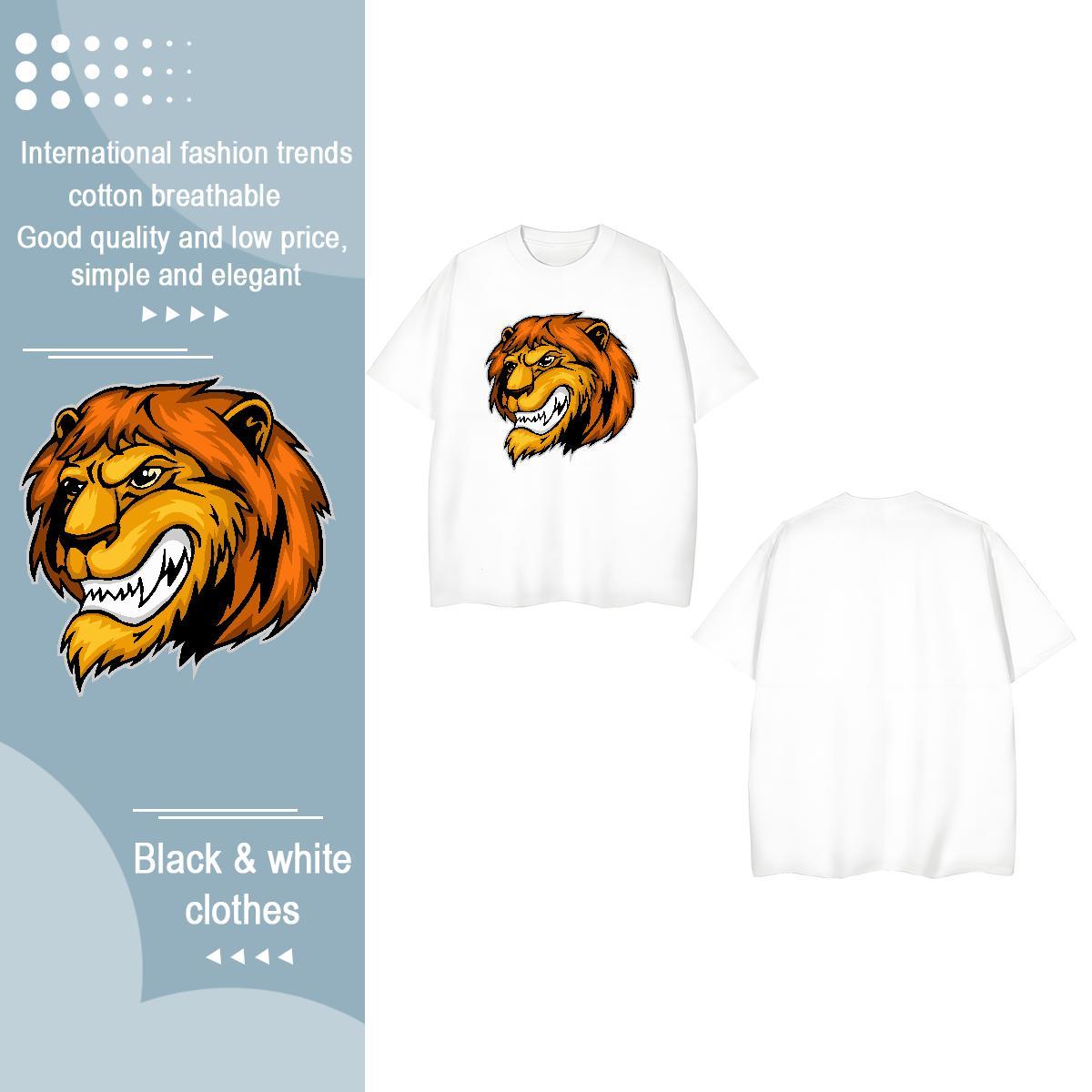 Fashion New T Shirt For Woman Breathable Crew Neck 230g 100% Cotton Woman Tshirt White Plus Size lion Summer Casual Popular Top Shirts