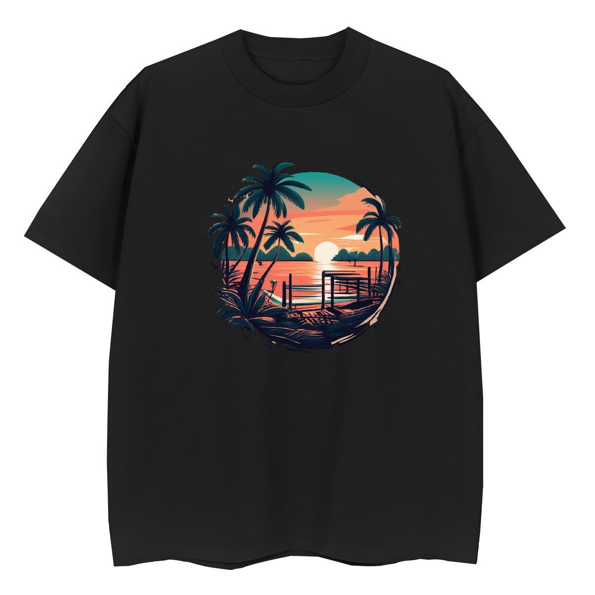 Wholesale Tshirt for Man Woman 100% Cotton 230g beach Summer Casual T-Shirts Breathable Cartoon Floral Printing Clothes Shirt