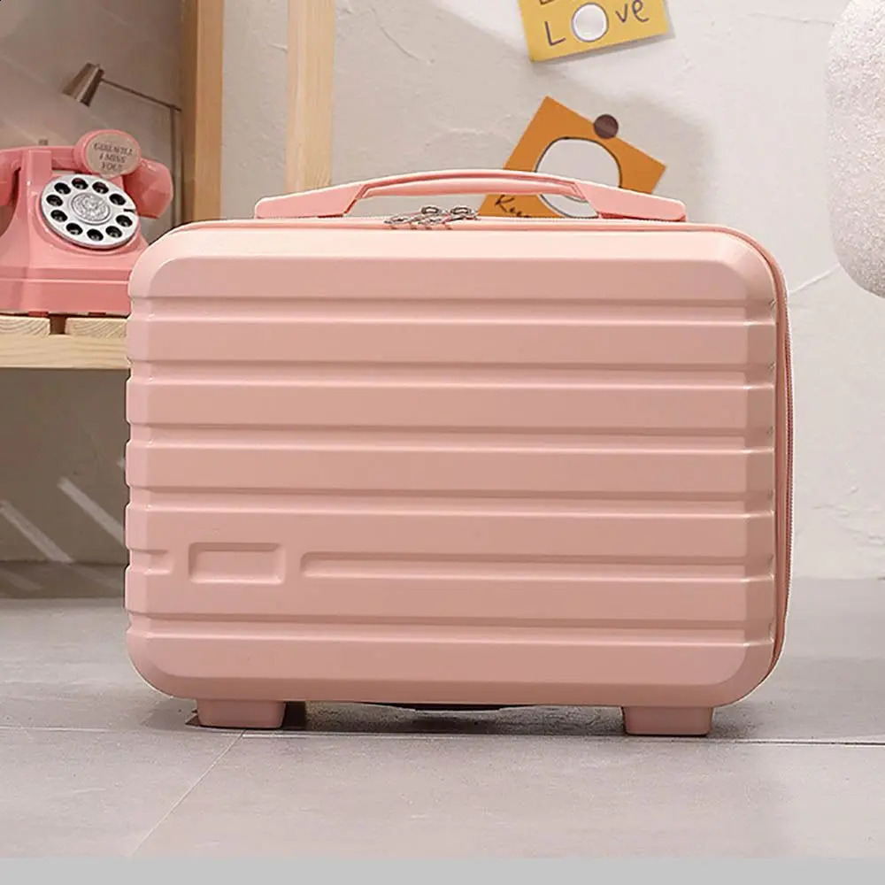 Lightweight Mini Travel Suitcase Cosmetic Box Waterproof Hand Luggage Organizer Makeup Case Portable Small Boarding Case 14 inch 240821