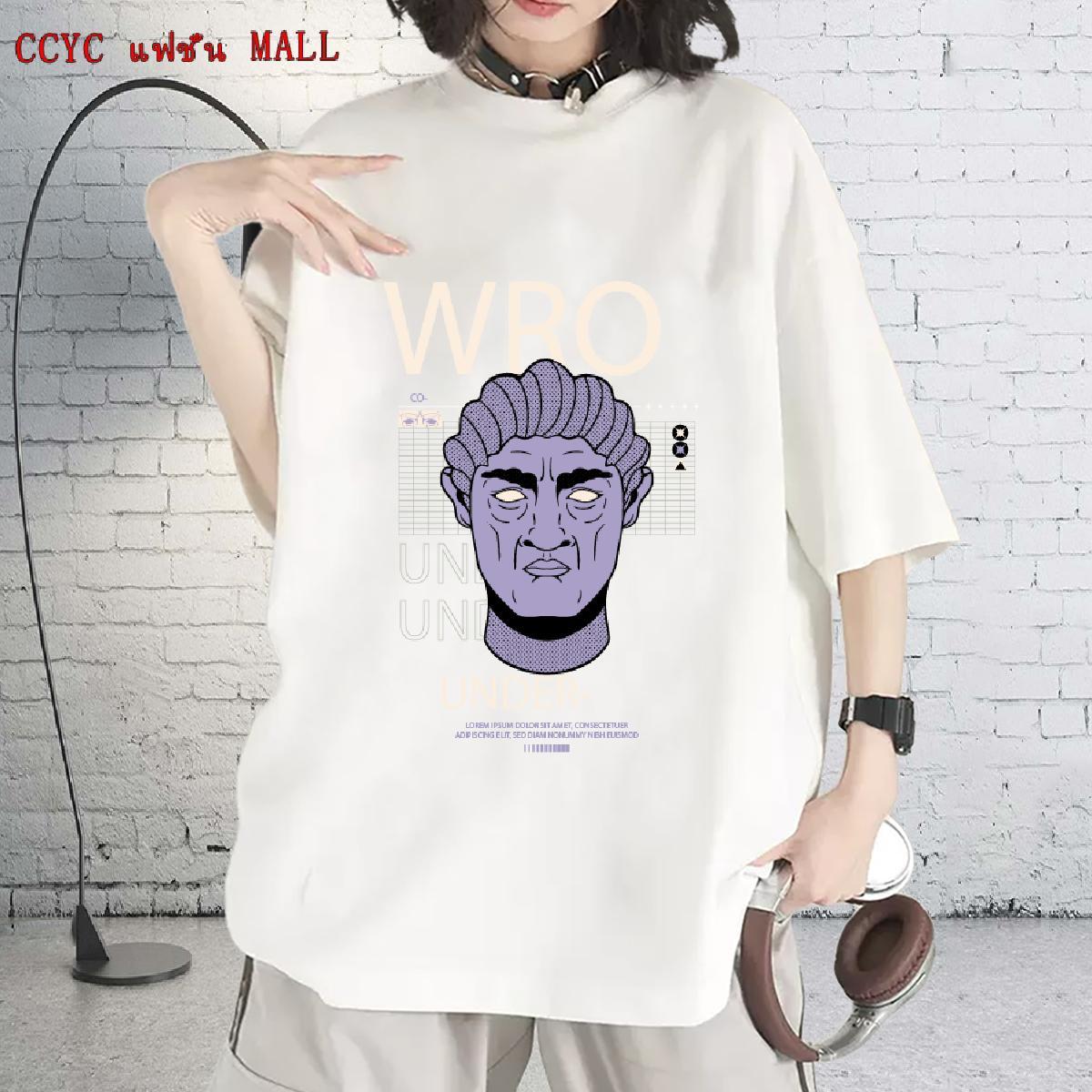 Loose Women Tees 230g Pure Cotton western style Sports Casual T shirt Breathable Short Sleeve Custom Printed Wear
