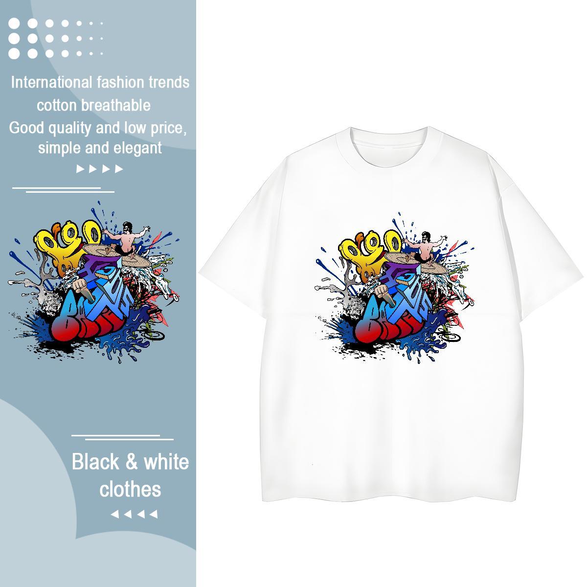 Designer Nice Tshirt for Man Woman 100% Cotton 230g painting Casual Daily Wear T Shirt For Woman Crew Neck Breathable Oversized Tops Shirt