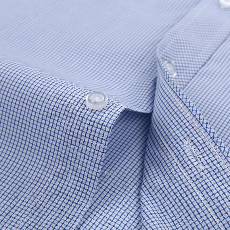 Mens 100% pure Cotton Long Sleeve Print/striped Basic Dress Shirts Single Patch Pocket Business Standard-fit Office Shirt 240822