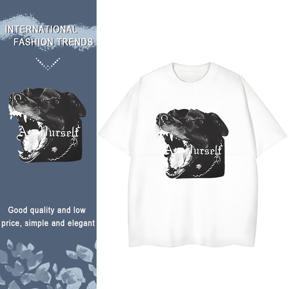 Casual New T-Shirts for Women Short Sleeve O-Neck 100% Cotton 230g Couples T Shirts Anime Oversized dog Daily Outfit Female Tee Shirt