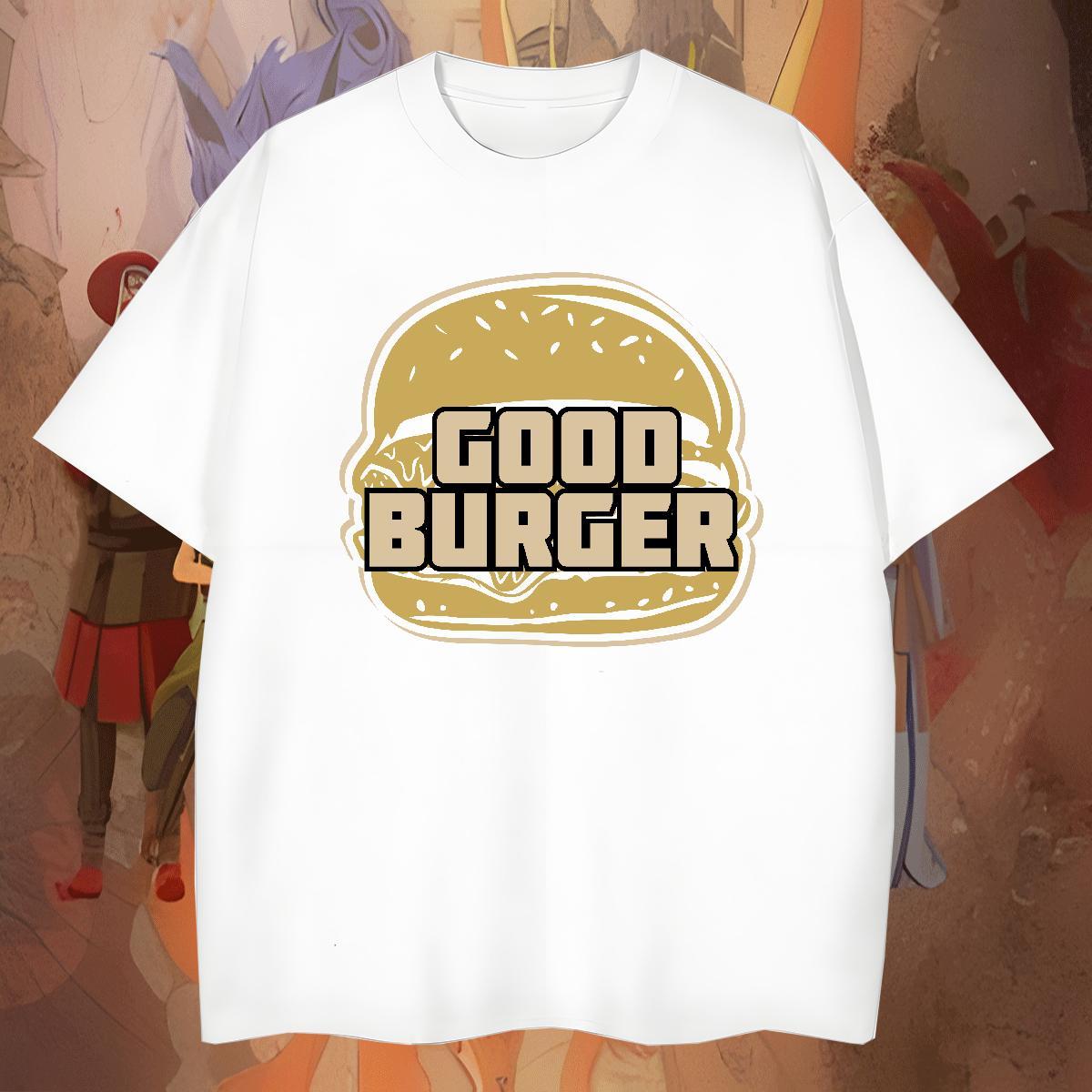 Loose burger T Shirts Men Street Casual Couples T Shirts 230g Pure Cotton Classic Breathable Black Oversized Tshirts