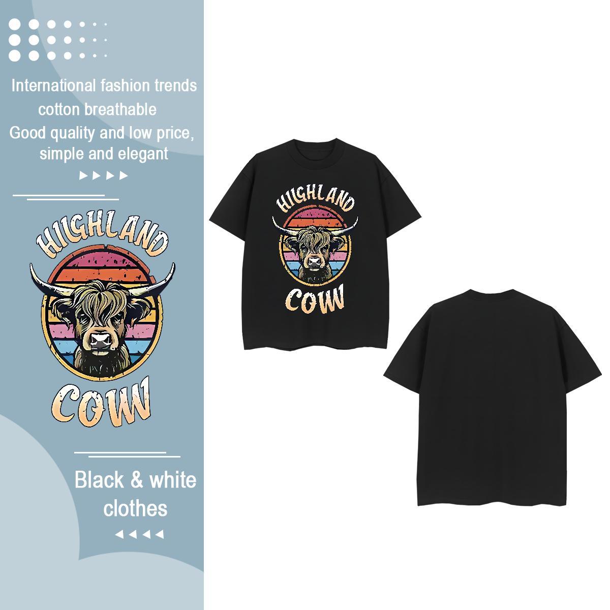 2024 Designer Women T Shirts Round Neck Short Sleeve 230g Pure Cotton Women Tshirts Cartoon Print cow High Street Hip Hop Free Shipping Tops Shirt
