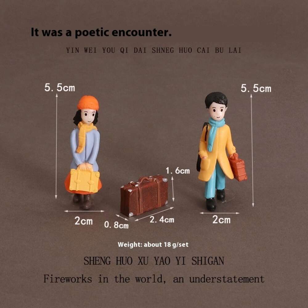 New Creative Travel Encounter Couple Lage Model Mini Ornament Miniature Scene Decoration Resin Crafts