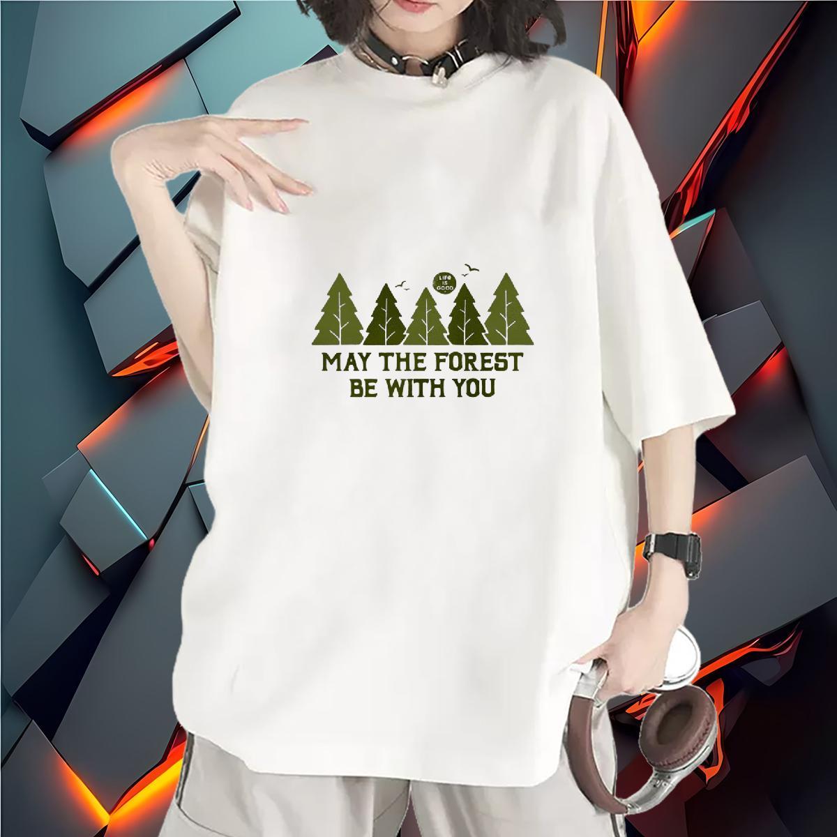 TOP Quality T Shirts Women Breathable Soft 230g Pure Cotton Women Tees Anime Oversized tree Casual Daily Wear Brand Clothes Shirt
