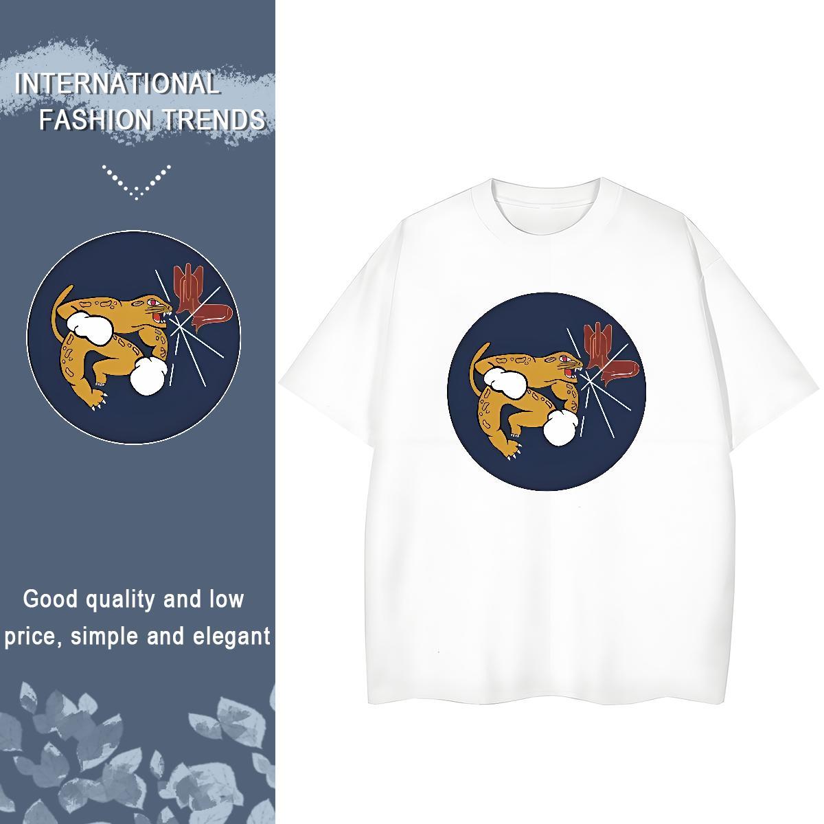 Custom T shirt Breathable Short Sleeve 100% Cotton 230g Women Tshirts Plus Size Custom dinosaur Daily Outfit Loose fit Top Shirts