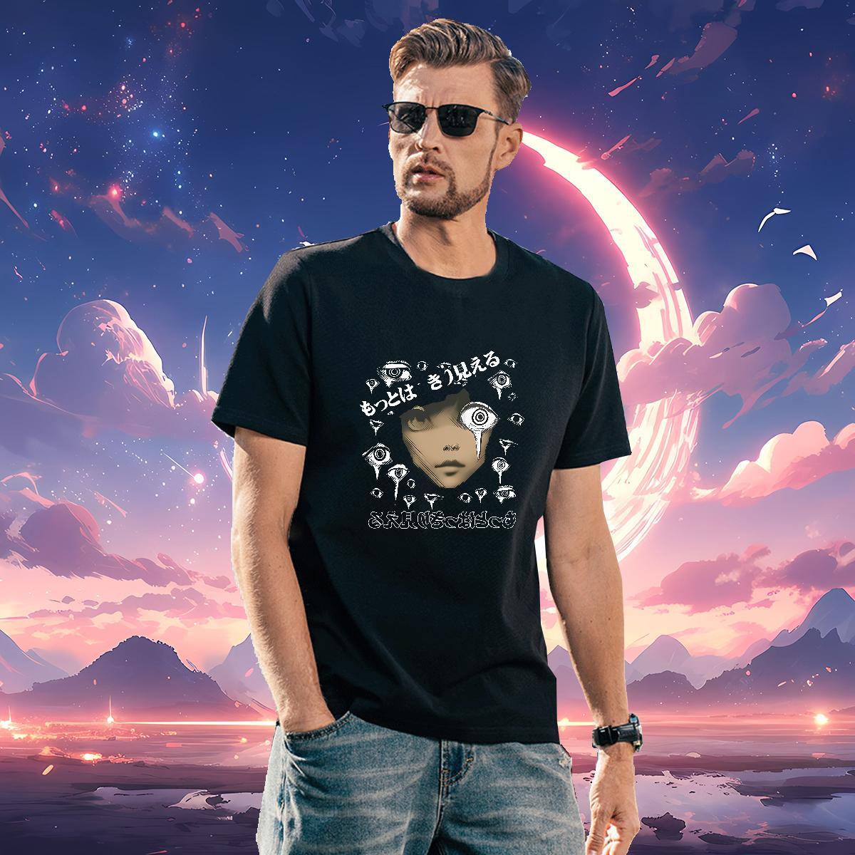 Wholesale eyeball T Shirts Men Outdoor Couples T Shirts 230g Cotton Factory Direct Breathable Soft Asian Size Clothings