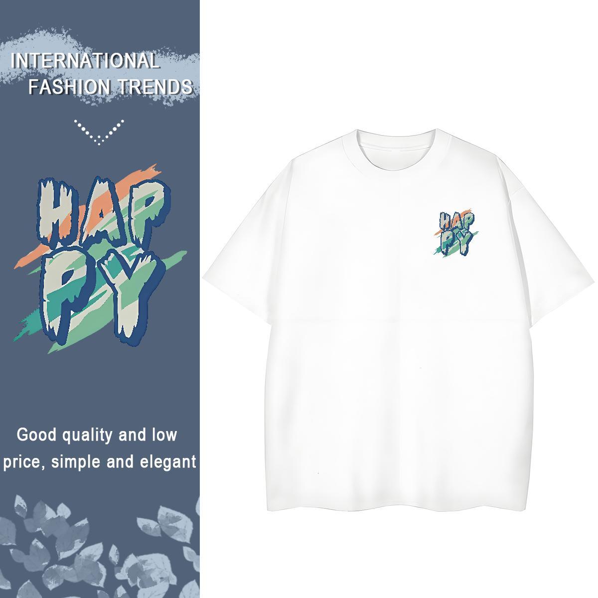 High Quality happy Men T Shirts Casual Daily Wear Couples T Shirts 230g 100% Cotton Fashion Casual Short Sleeve Soft Cartoon Print Tops Tees