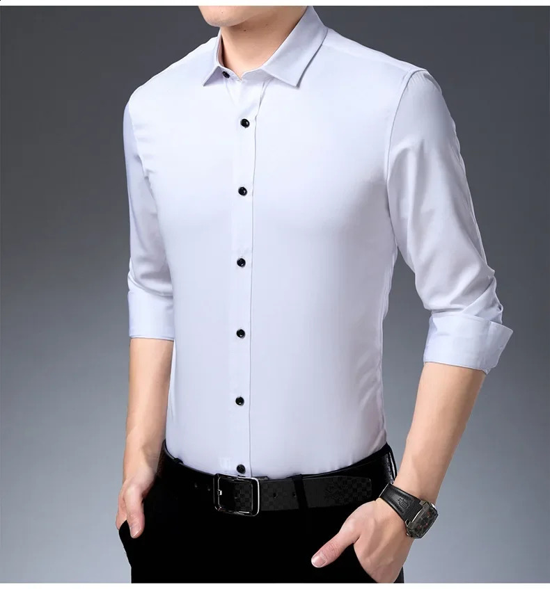 slim men;long sleeve shirt business shirt solid color men; Korean casual men;s high sense.collared shirtmens winter shirts 240822