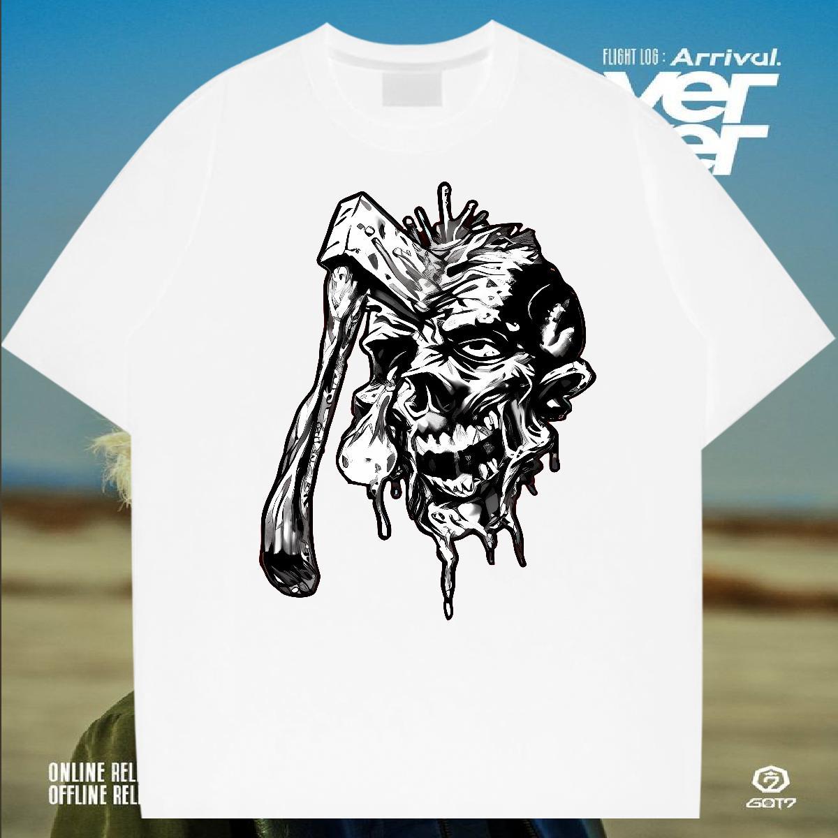 2024 Summer Men Tops Tees 230g Cotton Daily Wear axe Short Sleeve O-Neck Men T Shirts Cool Floral Print Top Tees