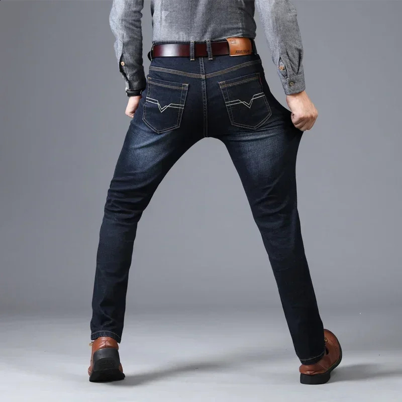 Mens Straight and Versatile Long Jeans Stretch Style Mens Jeans Loose Fitting Straight Tube Middle-AG Autumn Winter 240822