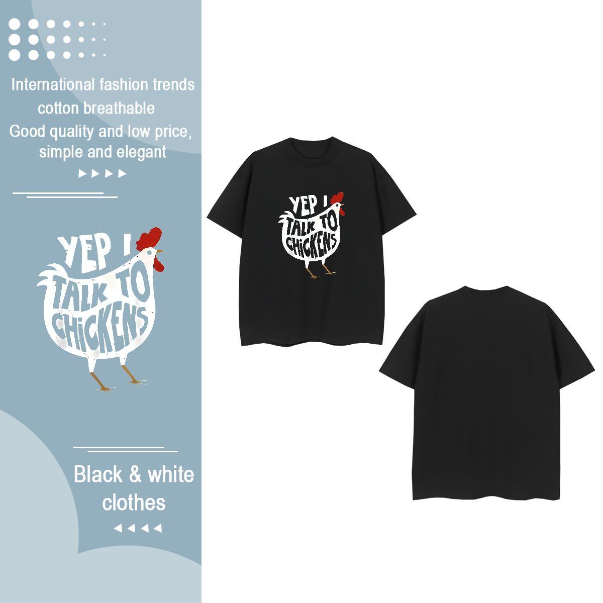 Brand T Shirts Women Breathable Soft 100% Cotton 230g Lady T shirt DIY Anime Printed chicken Home Outdoor Wholesale Tees