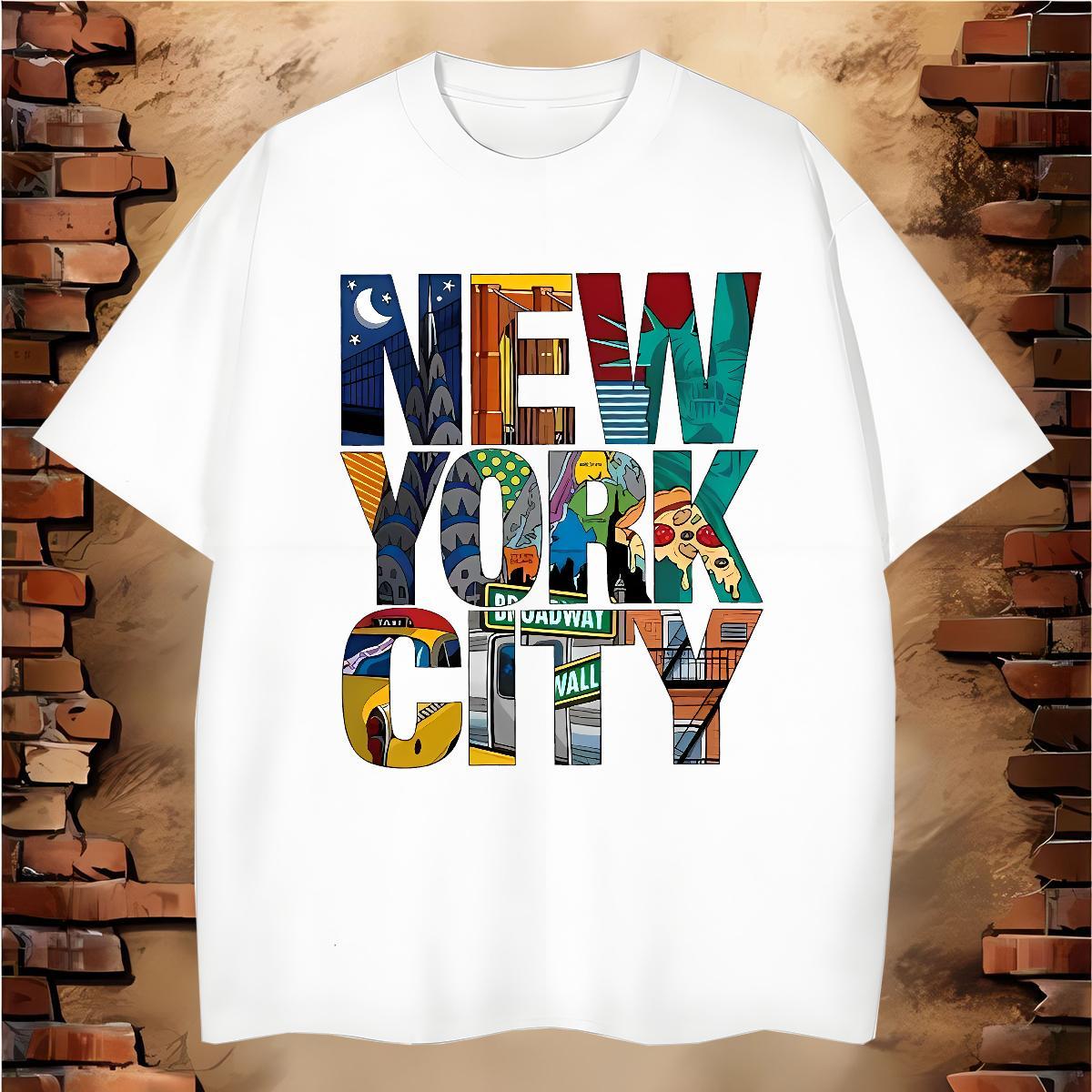 Unisex New York T Shirts Men High Street Hip Hop Tshirts 230g 100% Cotton Fashion Design Crew Neck DIY Printed Polos
