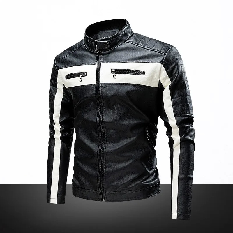 Mens Windproof Motorcycle Jacket Tight Casual Fashion Leather Jacket High Quality Men Clothing Motorcycle Leather Jacket 240822