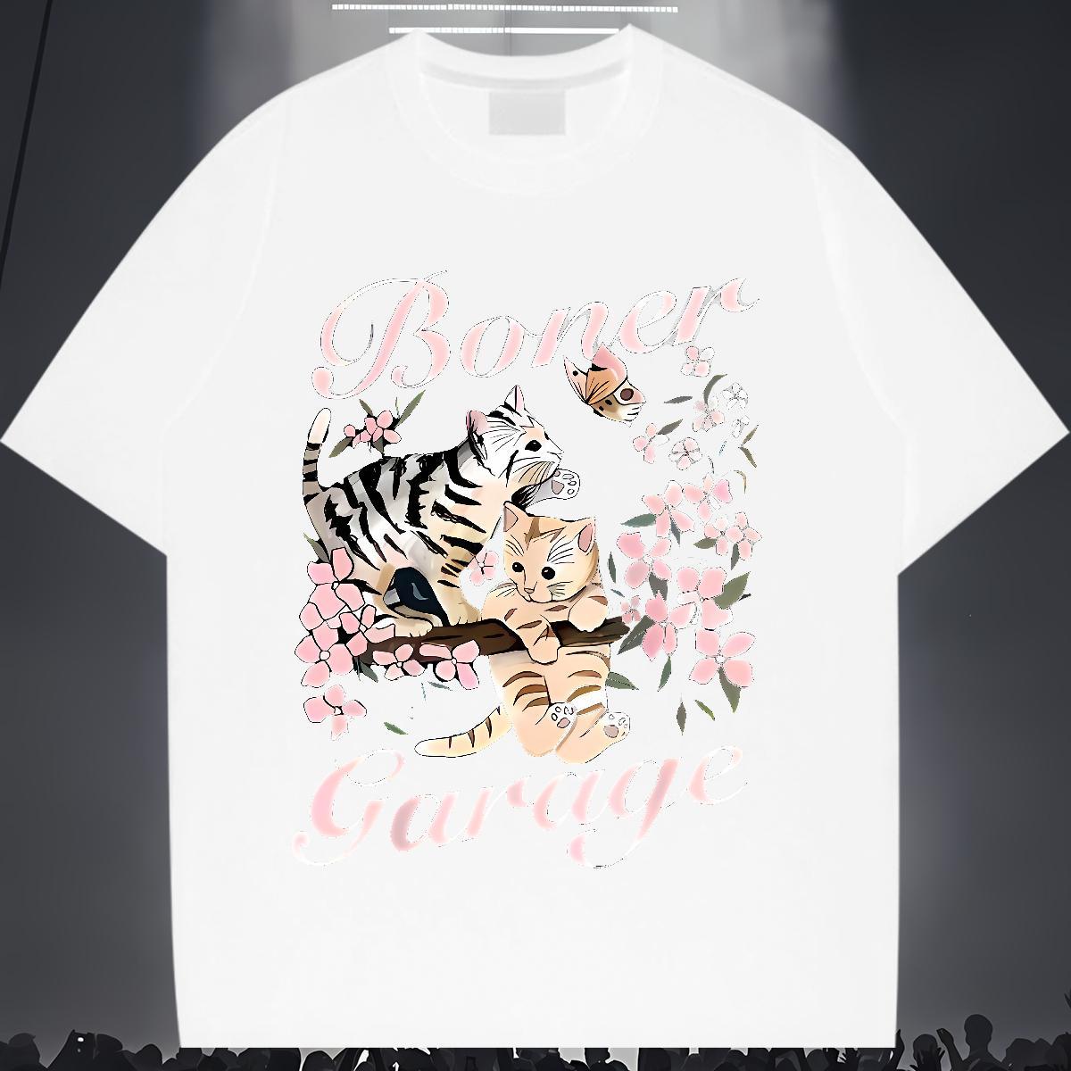New Arrival Women T Shirts O-Neck Short Sleeve 100% Cotton 230g Unisex Tshirts DIY Printed cat Sport Lady Wear