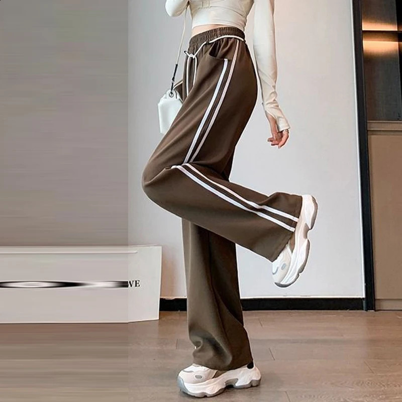 Womens Clothing Spring Autumn Trendy High Street Harajuku Y2K Pants Casual Sports Joggers Straight Trousers Wide Leg Sweatpants 240821