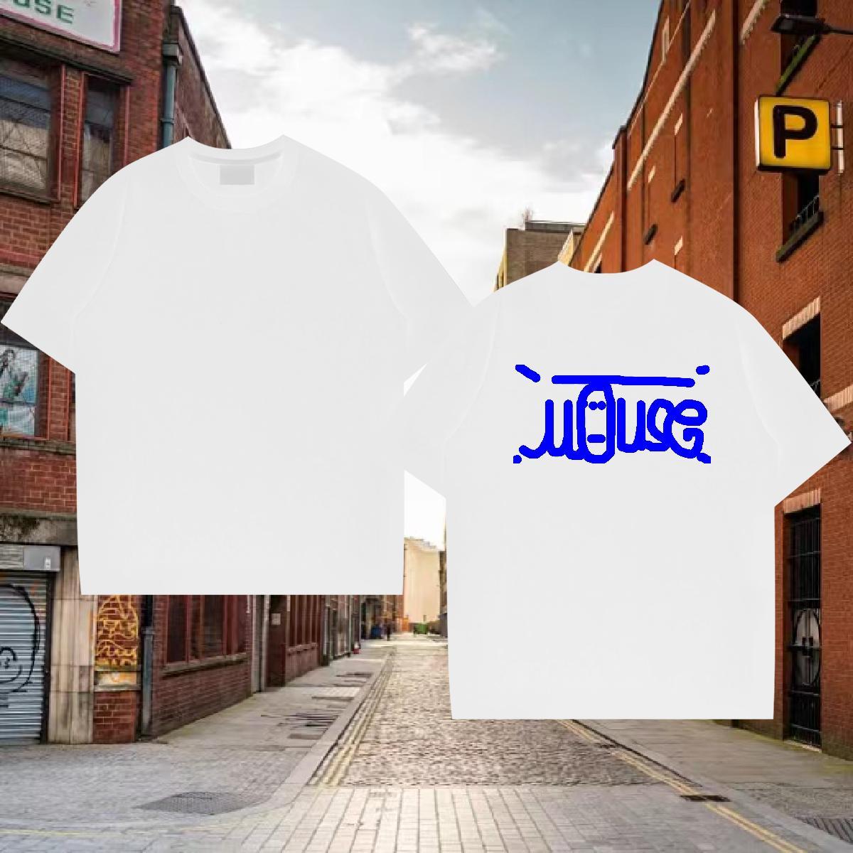 Free Shipping Mens T Shirts 100% Cotton 230g blue Spring Summer Customized Print Breathable Short Sleeve Men Tees New Top Tees