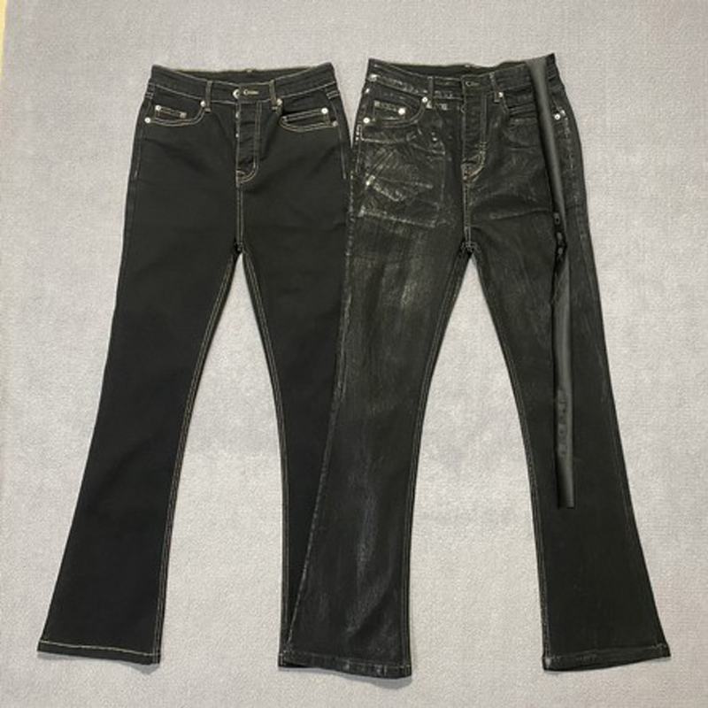 Designer Mens Jeans Black Flare Pants Men Clothing High Street Retro Baggy Harajuku Style Trend Streetwear Casual Trousers