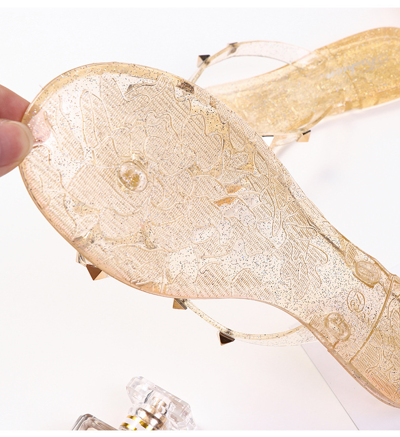 Women Summer slides New Egant Rivet Bow Jelly Flat Sandals Open Toe Charm Outdoor Fashionab Beach Holiday Slippers Trendy Cool Flip-ps factory outt ho