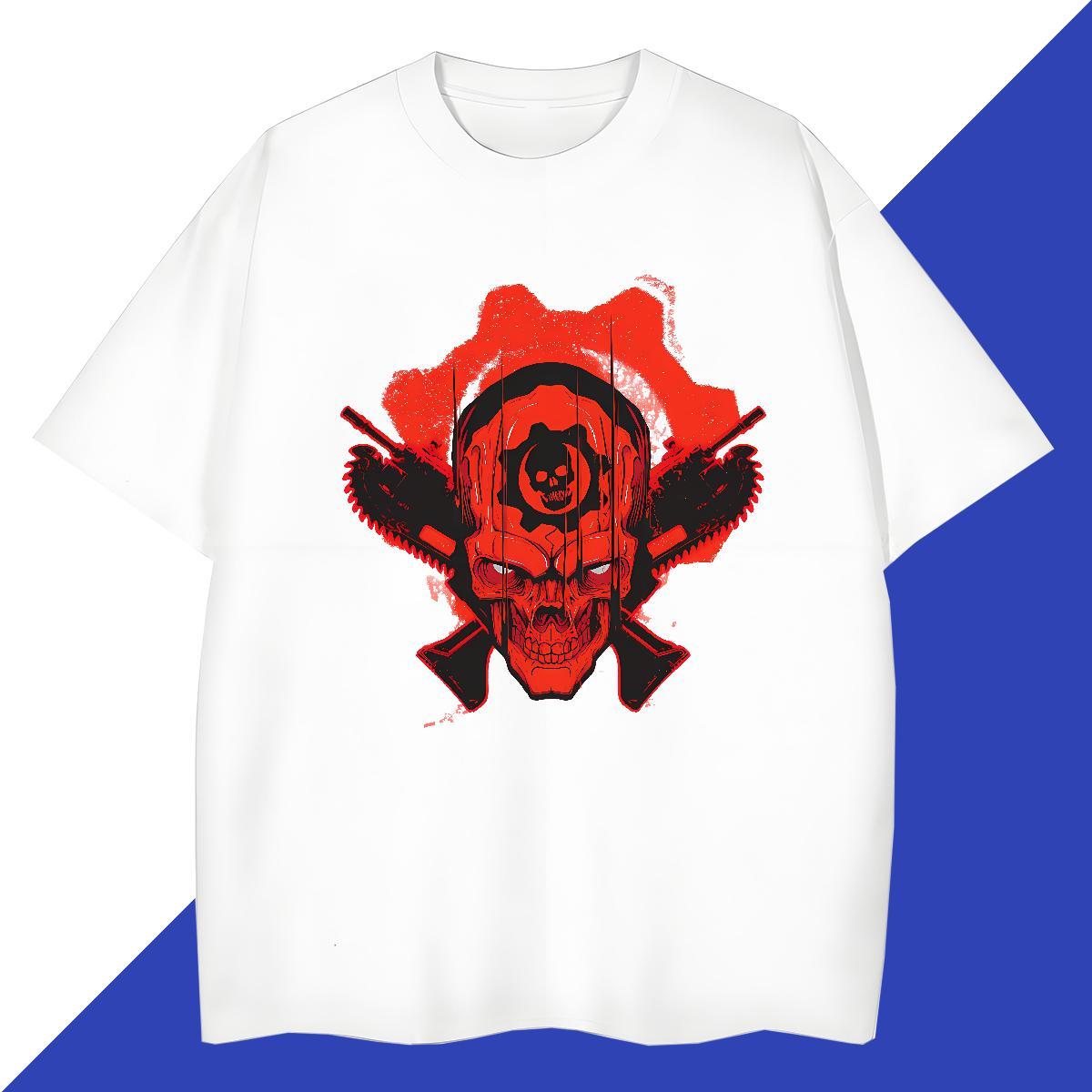 2024 Summer Men Tshirts 100% Cotton 230g Home Outdoor skull Round Neck Short Sleeve T-Shirts Brand Custom Big Size Tees Shirts